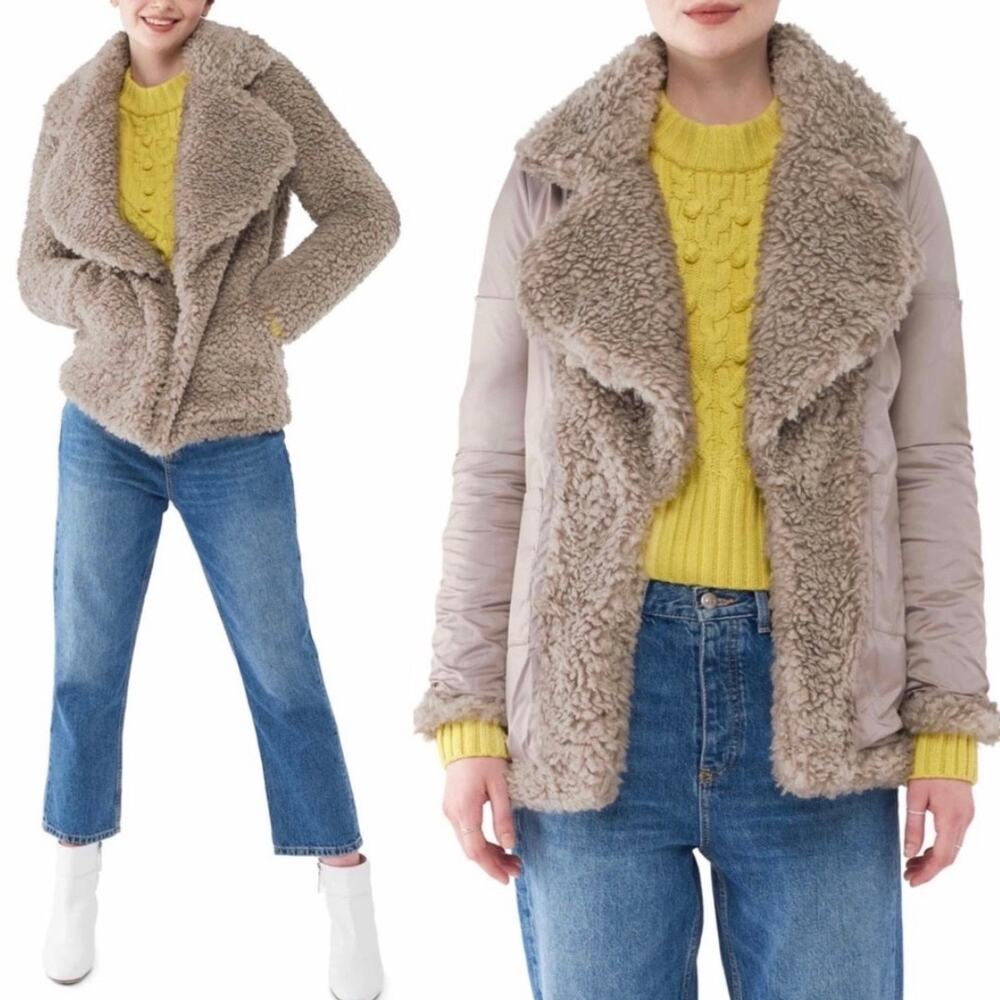 NVLT Reversible Faux Shearling Jacket in Nude, Large - Picture 6 of 12